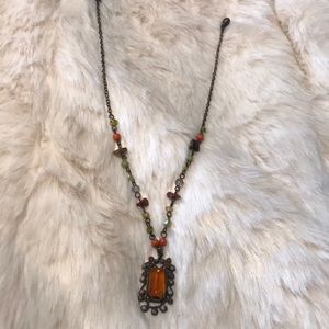 Antique looking European style amber colored necklace